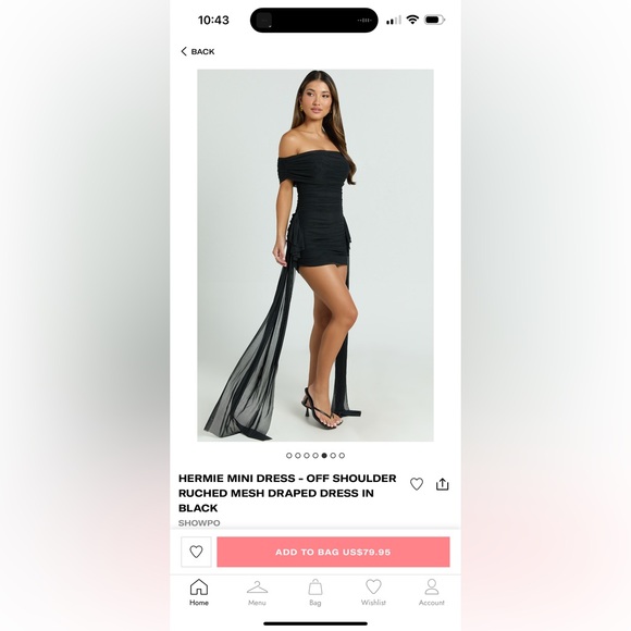 Showpo Black Off Shoulder Ruched Mini Dress - Picture 5 of 5